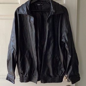 Black Leather Jacket/ Oversized casual style